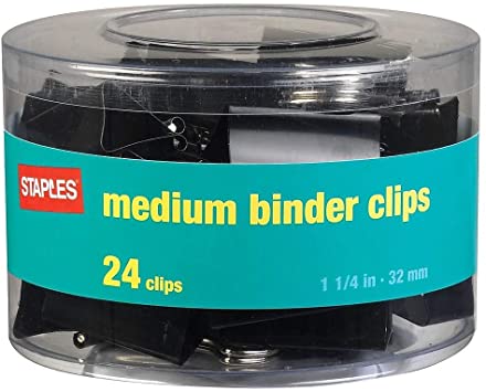 Staples Metal Medium Binder Clips 1.25" 32 Mm  