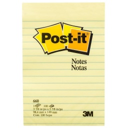 Post-It Lined Notes 660 98.4mm x 149mm Yellow